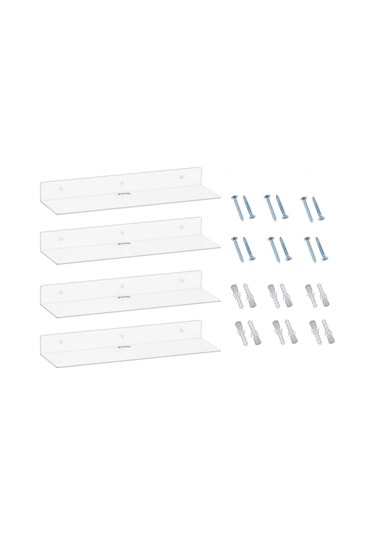 Suntek 4 Adet Akrilik Duvara Monte Raflar Şeffaf Duvar