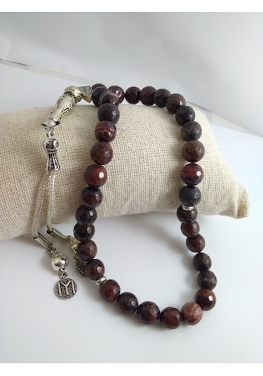 Kızıl Kaplangözü Taşı Tespih / İri Kesim Doğaltaş Tespih