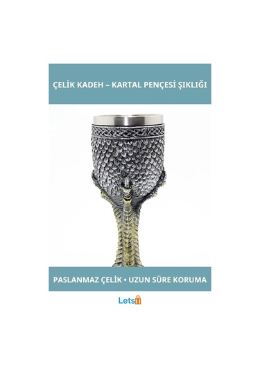 Tasarım Kartal Pençesi Paslanmaz Çelik Kadeh Bardak 1 Adet