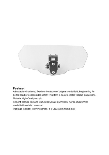 Mb-we024 Universal Motosiklet Modifiye Akrilik Yükseltilmiş Ön Cam