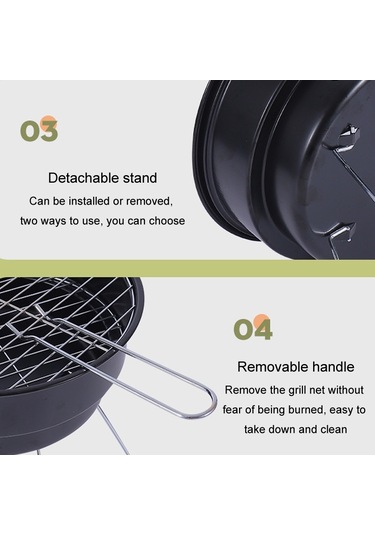 Sones Taşınabilir Küçük Açık Katlanır Yuvarlak Barbekü Izgarası Vahşi Kamp Pişirme Aletleri, Özellikler: Saklama Çantası Yok
