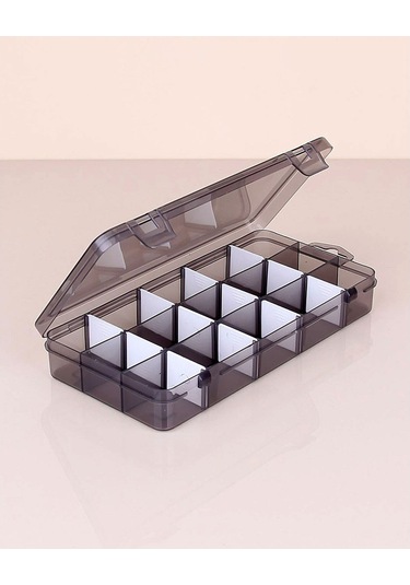 Bayev Füme 2 Adet 15 Bölmeli Kolye Yüzük Kapaklı Takı Kutusu Dikiş Kutusu Organizer Düzenleyici Kutu