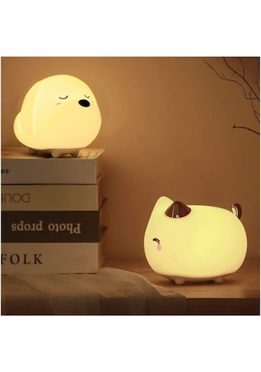 Baseus Cute Series Silikon Sevimli Kitty Karikatür Gece Lambası Beyaz