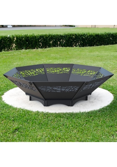 Oktagon Ateş Çukuru Bahçeniz İçin Sekizgen Portatif Ve Dekoratif Siyah