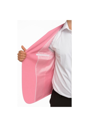 Plus Scorpion Açık Pembe Erkek Slim Fit Tek Düğmeli Blazer Ceket Astarlı, Şık Ve Modern Kesim Açık Pembe