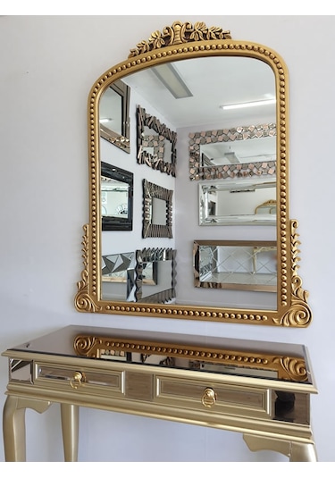 Ayna Denizi Lady Gold Model Altın Renk Dekoratif Ayna