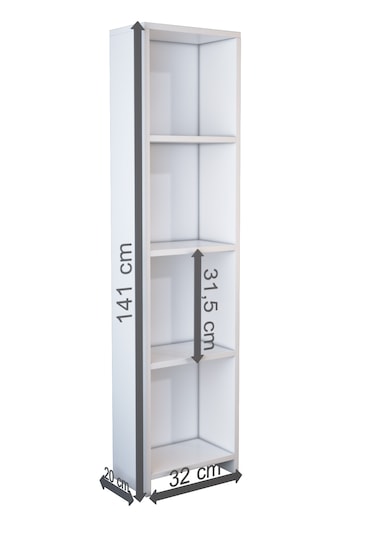 Abetemobilya 4 Raflı Beyaz Kitaplık