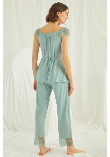 Monamise 18468 Hamile Lohusa Sabahlıklı Pijama Takımı -yeşil