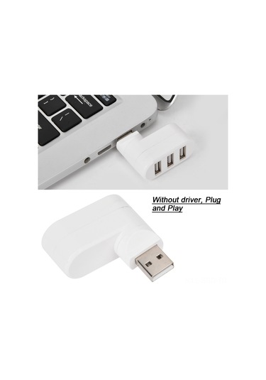 Springsun 3 Port Usb 2.0 Dönen Hub: Mini Boyutlu, 180 Derece Dönüşlü, Usb 1.0/2.0 Uyumlu Beyaz Çevirici