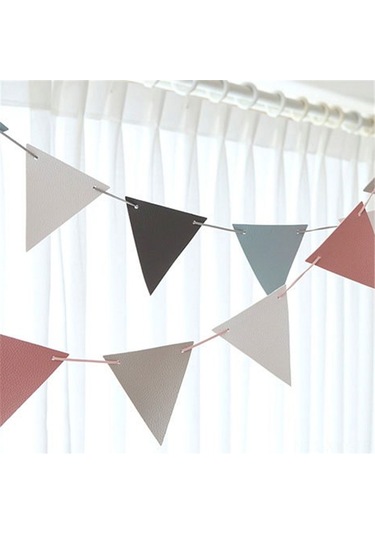 Yaleker Piknik Ve Kamp İçin 3 Metre Deri İpli Pembe Bayrak Seti 12 Adet Bayrak Pembe