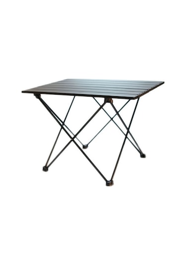 Alüminyum Katlanır Kamp Masası Piknik Yemek Pişirme Plajı Için Kare Masa S - Siyah