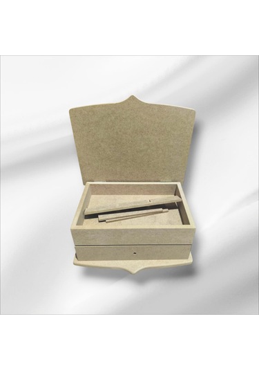 Ahşap Boyanabilir Bölmeli Ve Çekmeceli Çok Amaçlı Organizer Kutu