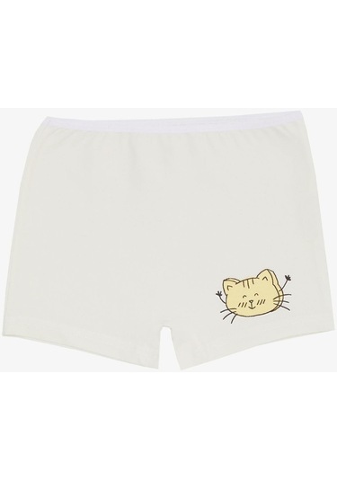 Breeze Kız Çocuk Boxer Sevimli Kedicik Baskılı 5-11 Yaş, Ekru-ekru Ekru