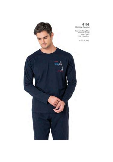 Pierre Cardin 6103 Erkek Uzun Kollu Bisiklet Yaka Pijama Takımı-lacivert Lacivert