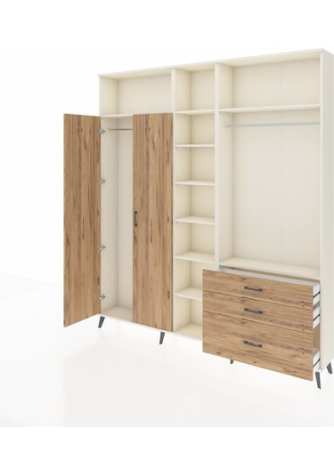 Arges Dolap 9 Raflı 3 Çekmeceli 2 Askılı 220x30x243 Aytaşı-çam/çam Atlas Çam/atlas Çam