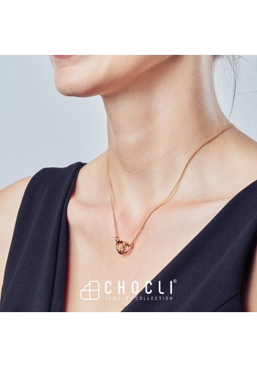 Chocli 18 Ayar Altın Kaplama Hearts Kolye Altın