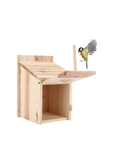 Ruicoo Doğal Odun Kuş Yuvası, Yağmurlardan Koruma, Kolay Kurulum, Kuşların Konforlu Ve Güvenli Yuva Alanı Sağlar