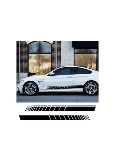 2 Araba Eteği Çıkartma Uzun Çizgili Otomobil Vinil Film Sargılama Çıkartma Ayarlama Glossy Yellow 1 Piece Set