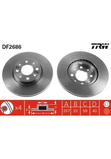 Fiat Albea 1.2 8v 2002-2012 Trw Ön Disk Netpardf2686 2 Adet