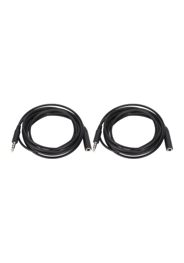 Konesam 2 Adet 2m Siyah 3.5mm Trrs Kulaklık Uzatma Kablosu - Mikrofon Desteği, Stereo Ses, Aux Uyumlu Oksijenli Bakır + Tpe