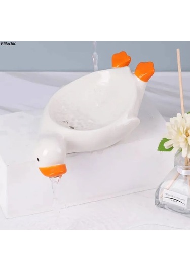 Besthome1 Seramik Ördek Desenli Sabun Tutucu, Su Geçirmez, Banyo/mutfak Dekoru, 17.5x11 Cm Sarı Sarı