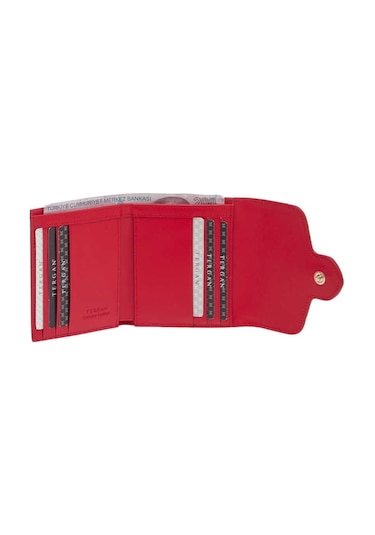 Tergan Kırmızı Deri Kadın Cüzdan - S1cb00005814-u6ı Kırmızı