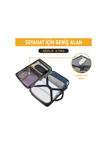 Haegs Laptop Sırt Çantası, Seyahat Çantası Hafif El Çantası Küçük Bavul Valiz, Uçak Onaylı Bagaj Çantası, Erkek Ve Bayan İçin, 15.6 İnç Notebook Dizüstü Bilgisayar Laptop Macbook Çantası, Siyah