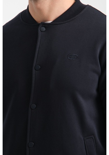 Shooter Sportswear Erkek Sweatshirt Düğmeli Ekru Standart Kalıp Lacivert