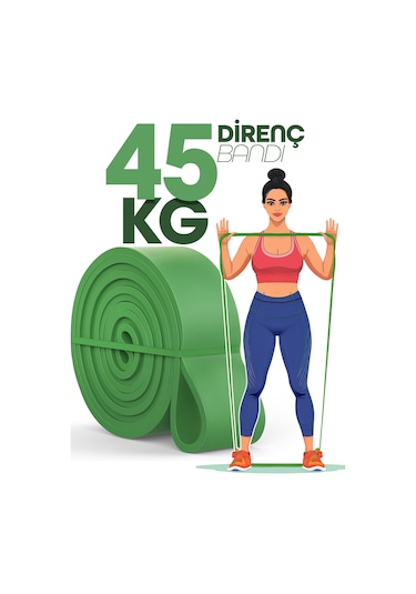 45kg Barfiks Lastiği Gym Resistance Band Antrenman Kas Geliştirme Bandı Yeşil Ultra Sert