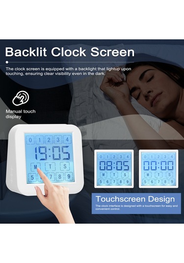 Honmex İç Mekan Dijital Termometre-higrometre: Çift Ekranlı Dokunmatik Saat, Sıcaklık-nem Ölçer Pil Dahil Değil Beyaz