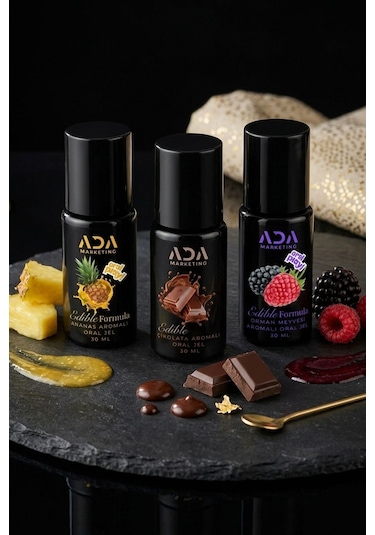 3 Lü Yenilebilir Aromalı Jel Seti 30 Ml Çikolata Ananas Orman Meyvesi