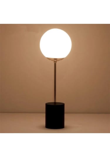 Cam Top Masa Yatak Başi Komodin Üstü Abajur Siyah