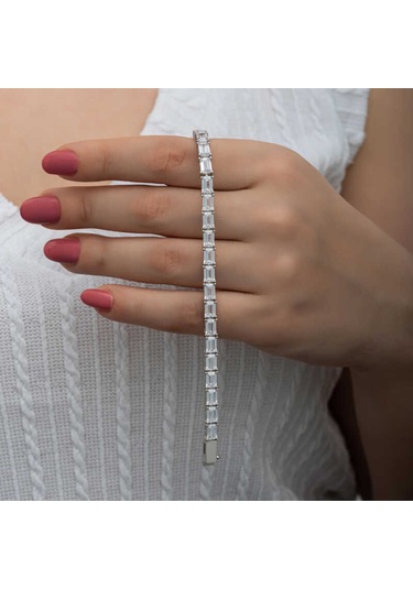 Casera's Gümüş Beyaz Taşlı Su Yolu Kadın Set Csr2185457 Gümüş