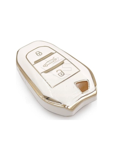 Peugeot 208 308 508 2008 3008 5008 Rifter Nano Anahtar Kılıfı Beyaz Gold Renk 1.ci Kalite