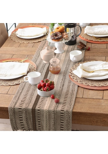 Wellstil Neula %100 Pamuk Örme Runner - Koyu Kahve Koyu Kahve