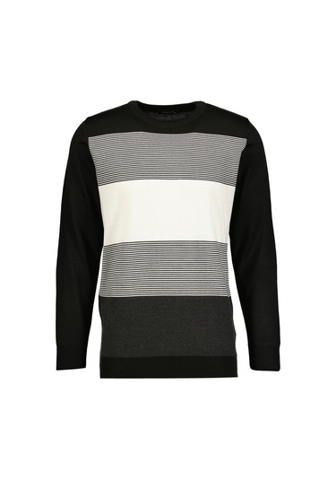 Finesuits Erkek Desenli Yünlü Kazak 2422201023.dsoyr Siyah