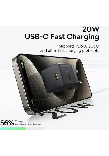 Zyzqstore Pazly Type-c Şarj Palm Hızlı Fişi Fiş:ab Cihazı, Baseus 20w 1c Mb, Beyaz Renk, Standart Boyut, Mobil Cihazlar İçin Uy
