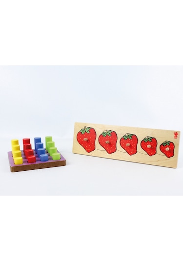 Ahşap Büyükten Küçüğe Sıralama Daktilo-Çilekli Puzzle