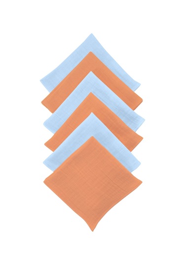 Bürümcük 25x25cm Bebek Ağız Bezi Ter Bezi 6'lı K-m Kiremit - Mavi