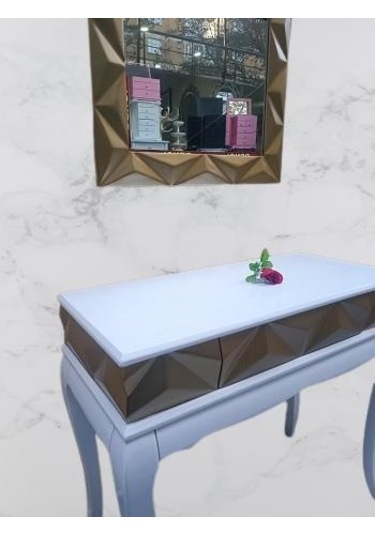 Dresuar Piramit Model90519 Kayın Lükens Ayak Mdf Tabla Ve Ayna Gold Beyaz Elyapım Beyaz