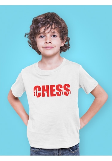 Bumeta Satranç Şah Mat Chess Baskılı Çocuk Tişört 3 Lü Set Beyaz