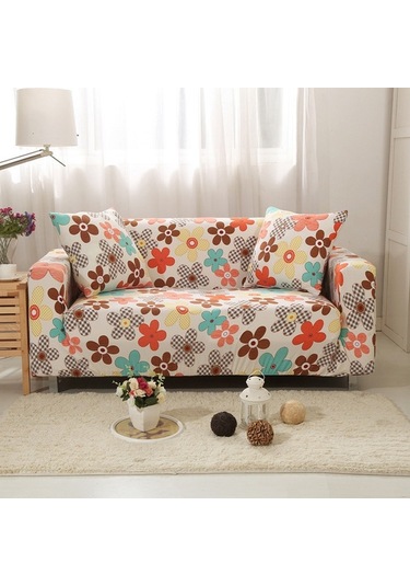 Sones Çift Kişilik Dört Mevsim Baskılı Tam Kapsama Elastik Kaymaz Kanepe Kılıfı Renkli