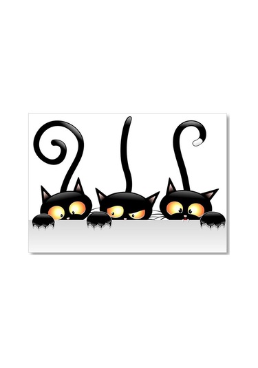 Cakasepetim Komik Üç Kedi Görseli Ahşap Mdf Tablo