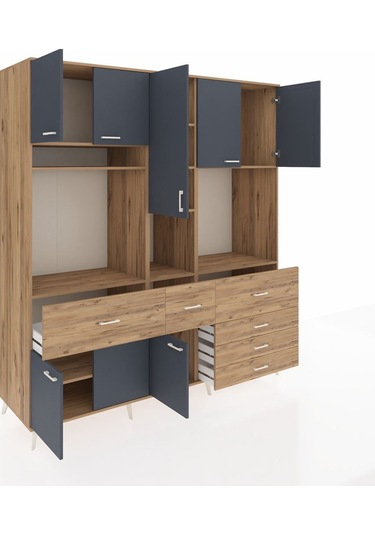 Kronos Dolap 10 Raflı 6 Çekmeceli 8 Kapaklı 220x59x243 Çam-antrasit/çam Antrasıt/atlas Çam Kronos Dolap 10 Raflı 6 Çekmeceli 8 Kapaklı 220x59x243 Çam-antrasit/çam Antrasıt/atlas Çam