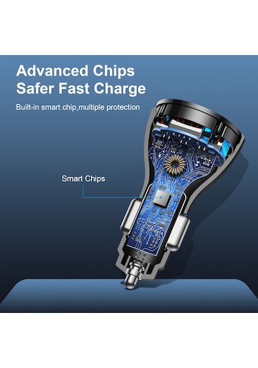 50w 4 Port Usb Araç Qc 3.0 Hızlı Şarj Mini Telefon Şarj Cihazı Avustralya'da B-siyah