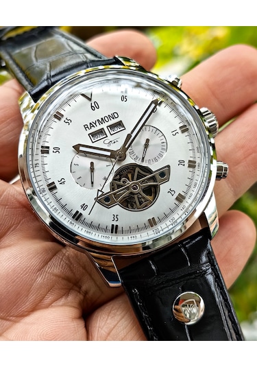 Raymond Star Gümüş Beyaz Otomatik Erkek Kol Saati Gümüş