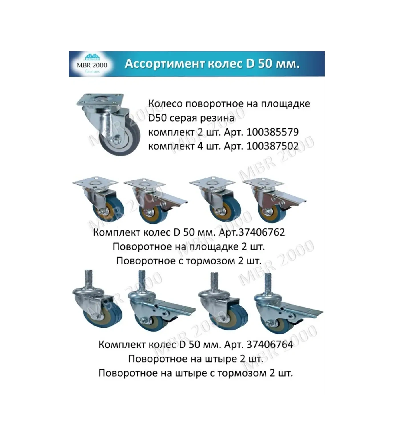 Mbr2000 Döner Platformlu Mobilya Tekerleği D 50 Mm 37406753 Gri