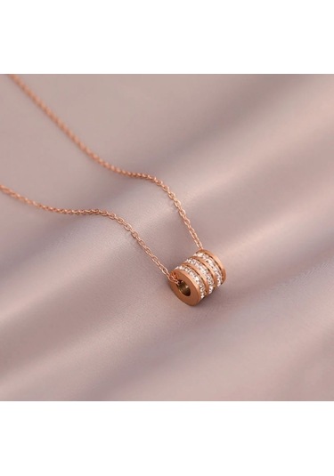 Kadın Silindir Model Gold Renk Çelik Kolye