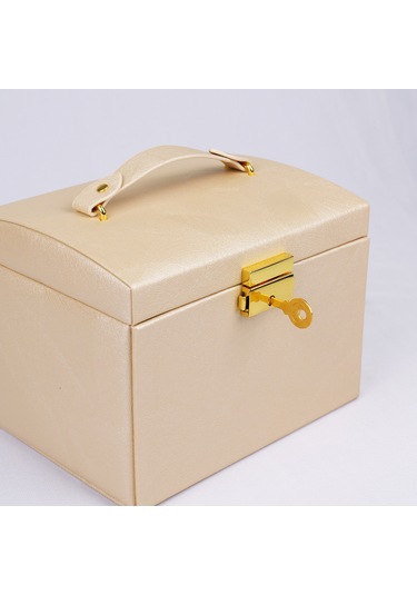 Şık Tasarımlı Çok Gözlü Deri Kilitli Takı Ve Mücevher Kutusu