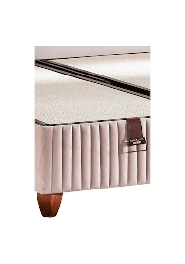 Hades Lüks Baza Ve Başlık Seti 160x200 Cm Çift Kişilik Baza Ve Başlık Takımı Krem Özel Kumaş